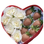 Corazón con rosas blancas