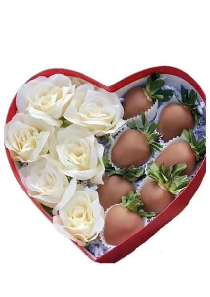 Corazón con rosas blancas